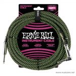 Ernie Ball 10 Feet Straight Angle Braided Instrument Cables Black Green ขายราคาพิเศษ