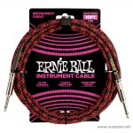 Ernie Ball 10 Feet Straight Angle Braided Instrument Cables Red Black ขายราคาพิเศษ