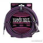 Ernie Ball 25 Feet Straight Angle Braided Instrument Cables Black Purple ขายราคาพิเศษ